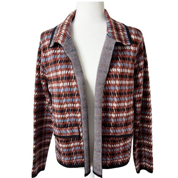 Tahari Plus XL Houndstooth Open Short Cardigan Sweater Blazer Classic Corpcore - Picture 1 of 16